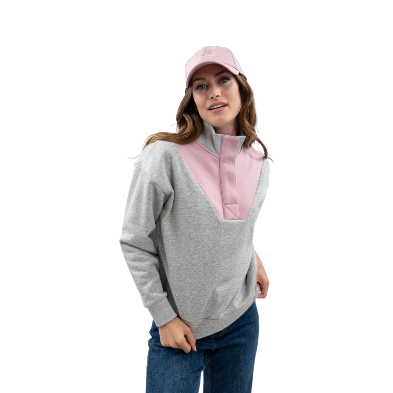 Harcour - Sweat col montant femme Ambre gris chiné/ pivoine | - Ohlala
