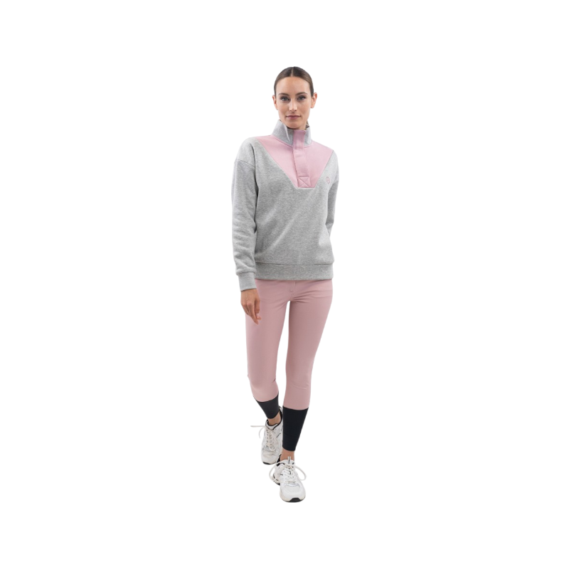Harcour - Sweat col montant femme Ambre gris chiné/ pivoine | - Ohlala
