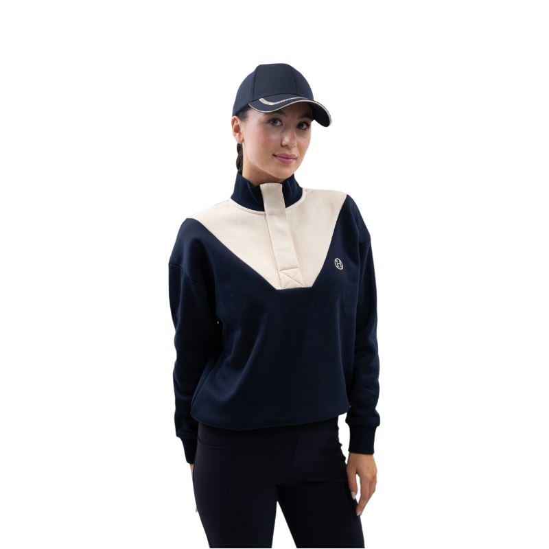 Harcour - Sweat col montant femme Ambre marine/ dune | - Ohlala