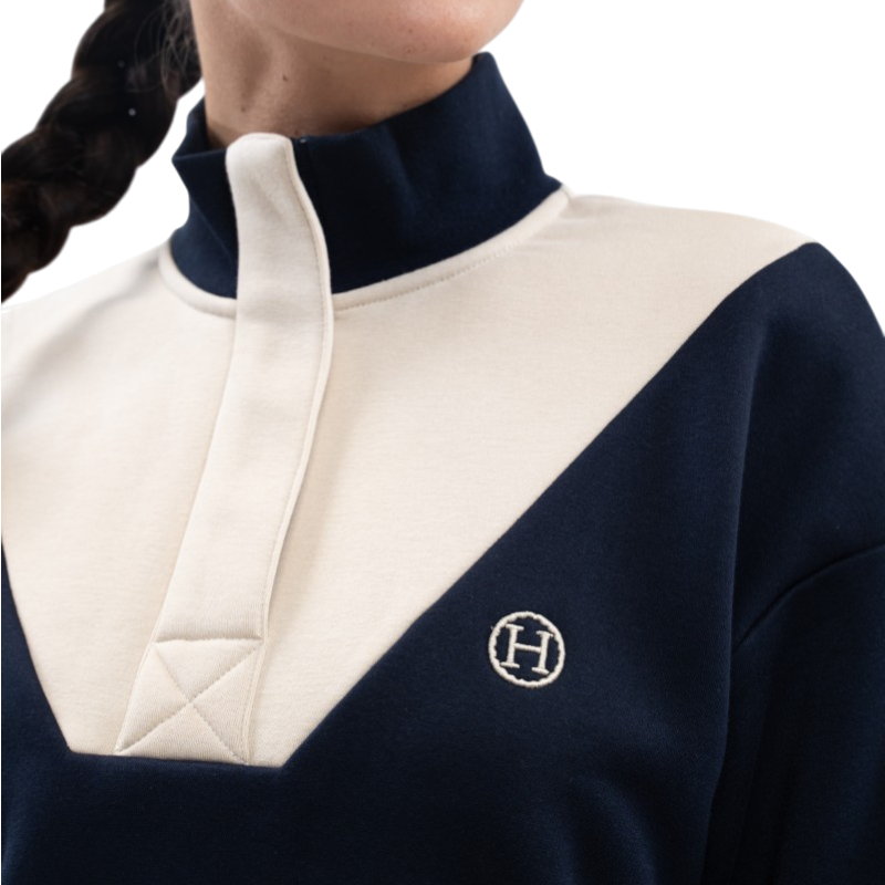 Harcour - Sweat col montant femme Ambre marine/ dune | - Ohlala