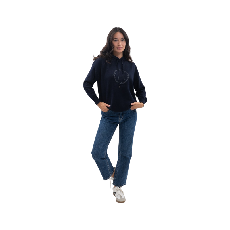 Harcour - Sweat en maille femme Aurelia marine | - Ohlala