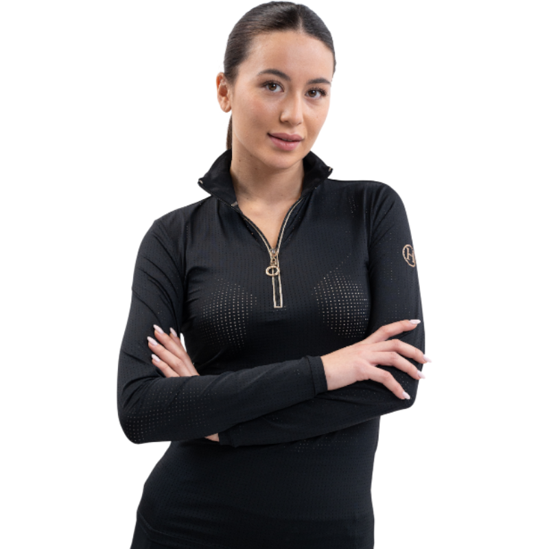 Harcour - Polo technique manches longues femme Breezi noir | - Ohlala