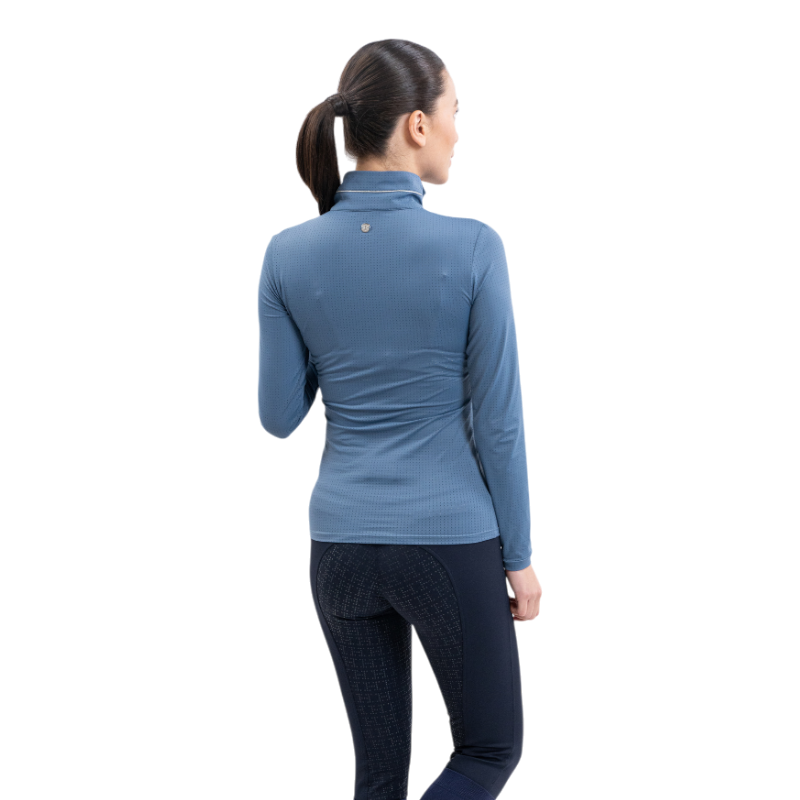 Harcour - Polo technique manches longues femme Breezi steel blue | - Ohlala