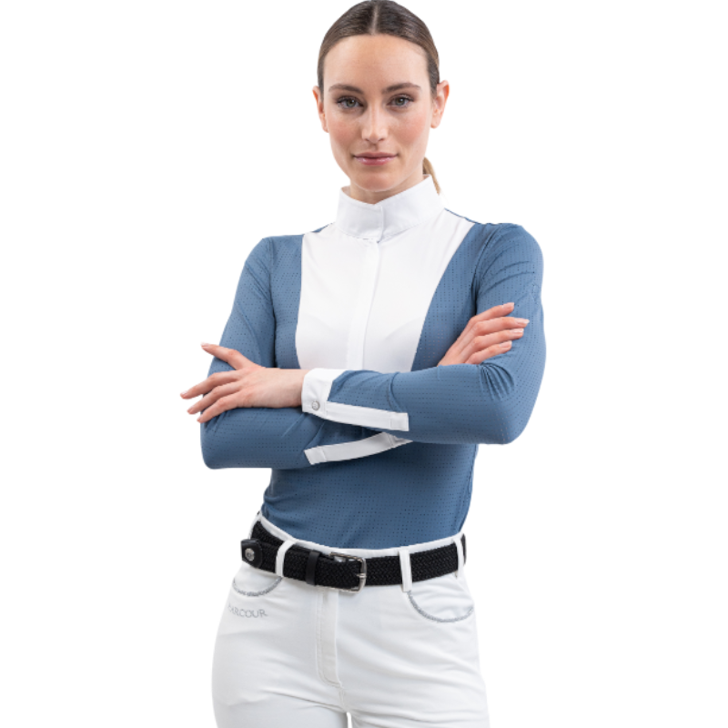 Harcour - Polo de concours manches longues femme Coco steel blue | - Ohlala
