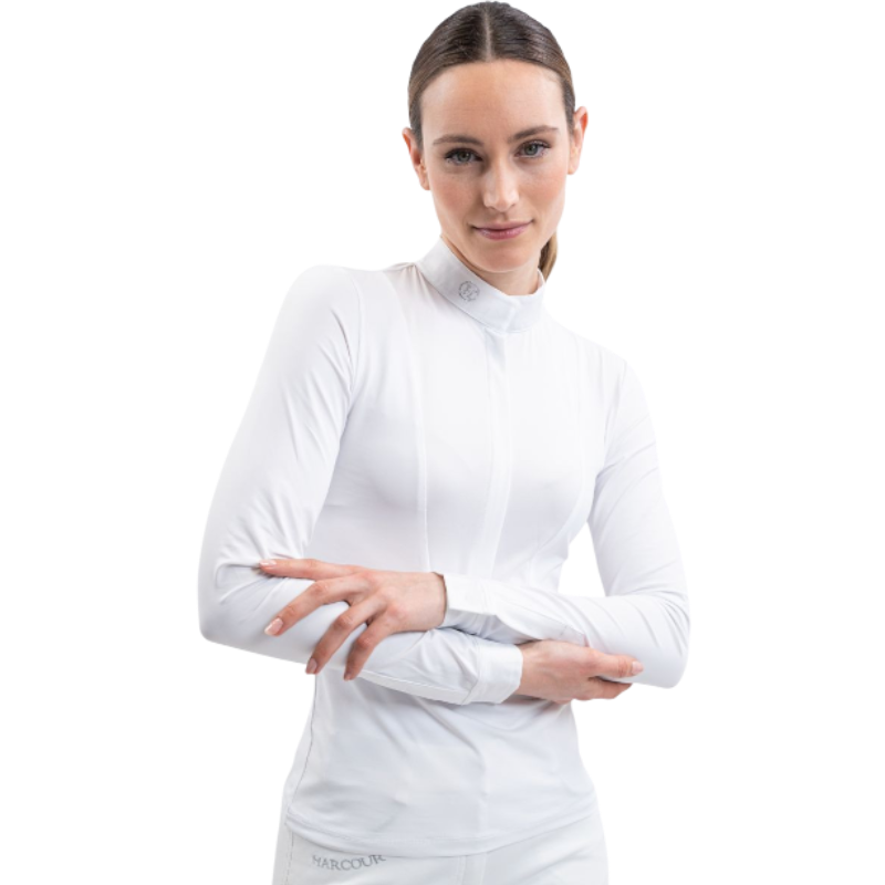 Harcour - Polo de concours manches longues femme Stella blanc | - Ohlala