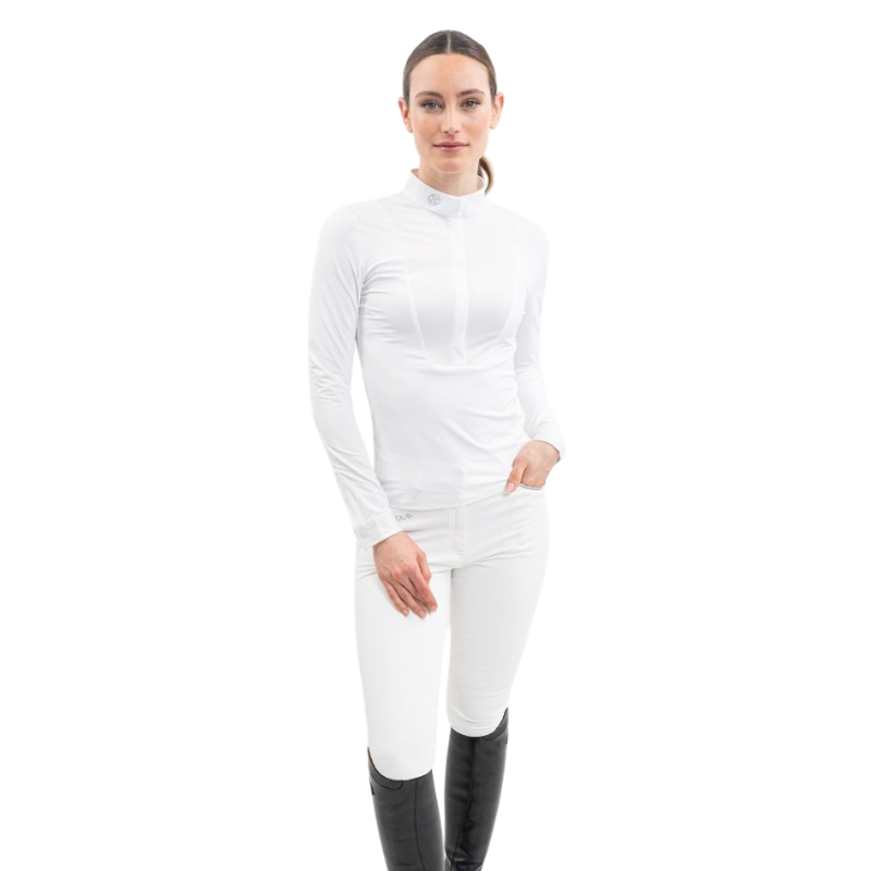 Harcour - Polo de concours manches longues femme Stella blanc | - Ohlala