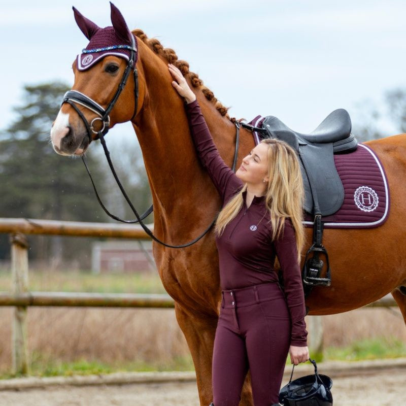 Harcour - Polo technique manches longues femme Tess aubergine | - Ohlala