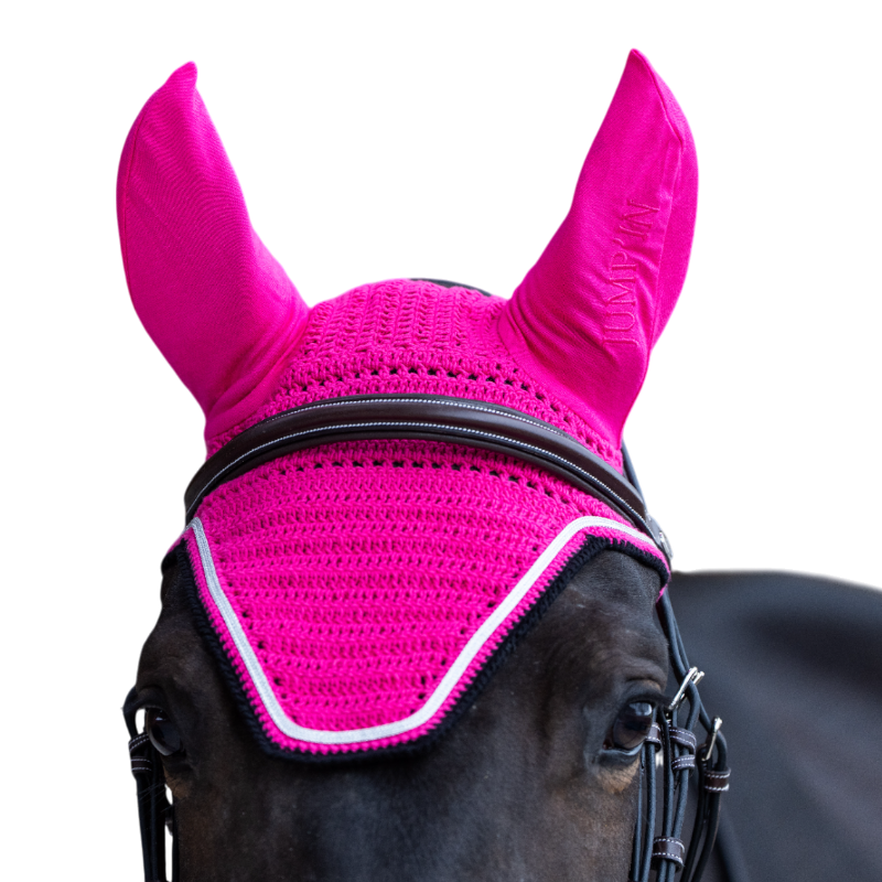 Jump'In - Bonnet pour chevaux Balthazar fuschia/ noir | - Ohlala