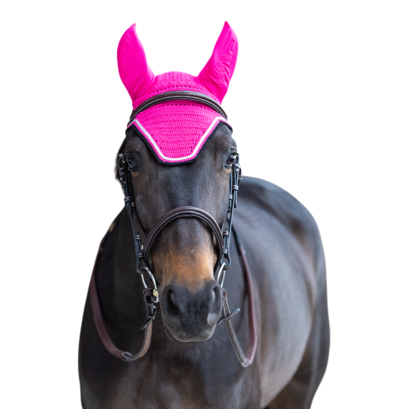 Jump'In - Bonnet pour chevaux Balthazar fuschia/ noir | - Ohlala