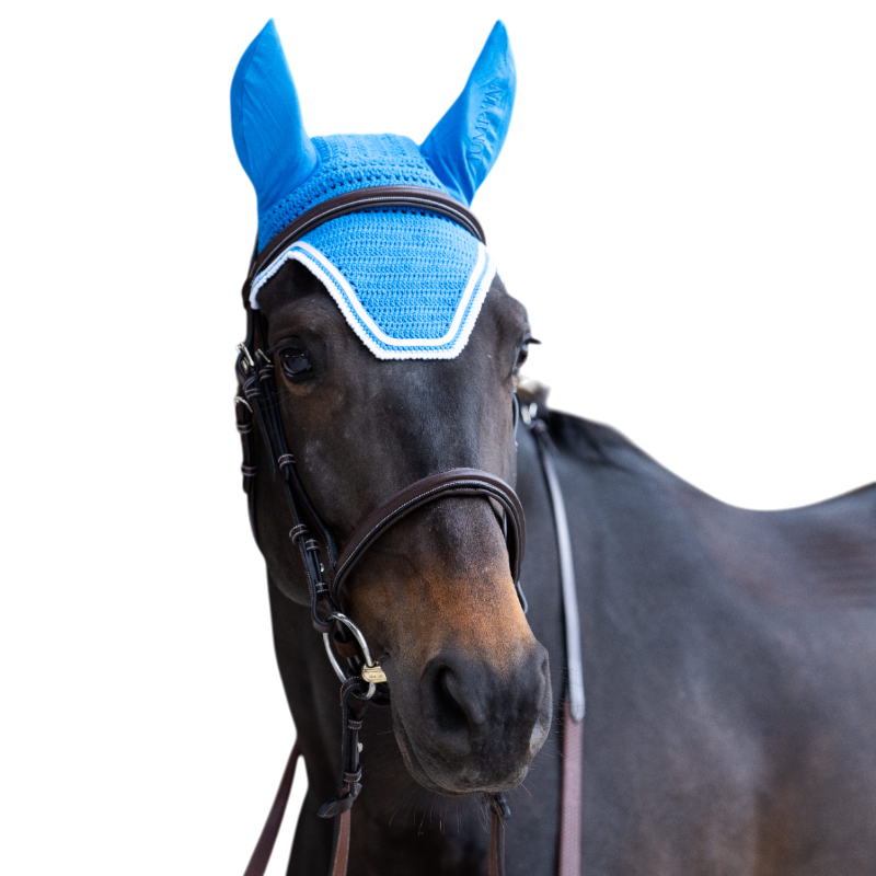Jump'In - Bonnet pour chevaux Balthazar bleu royal/ blanc | - Ohlala