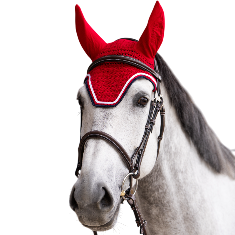 Jump'In - Bonnet pour chevaux Balthazar rouge/ marine | - Ohlala