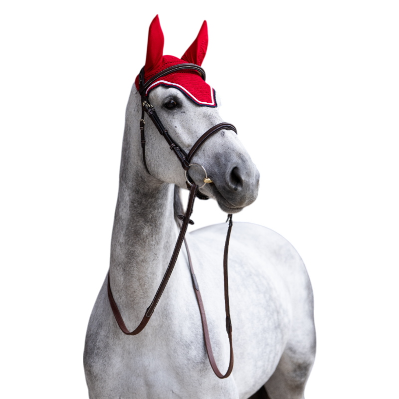 Jump'In - Bonnet pour chevaux Balthazar rouge/ marine | - Ohlala