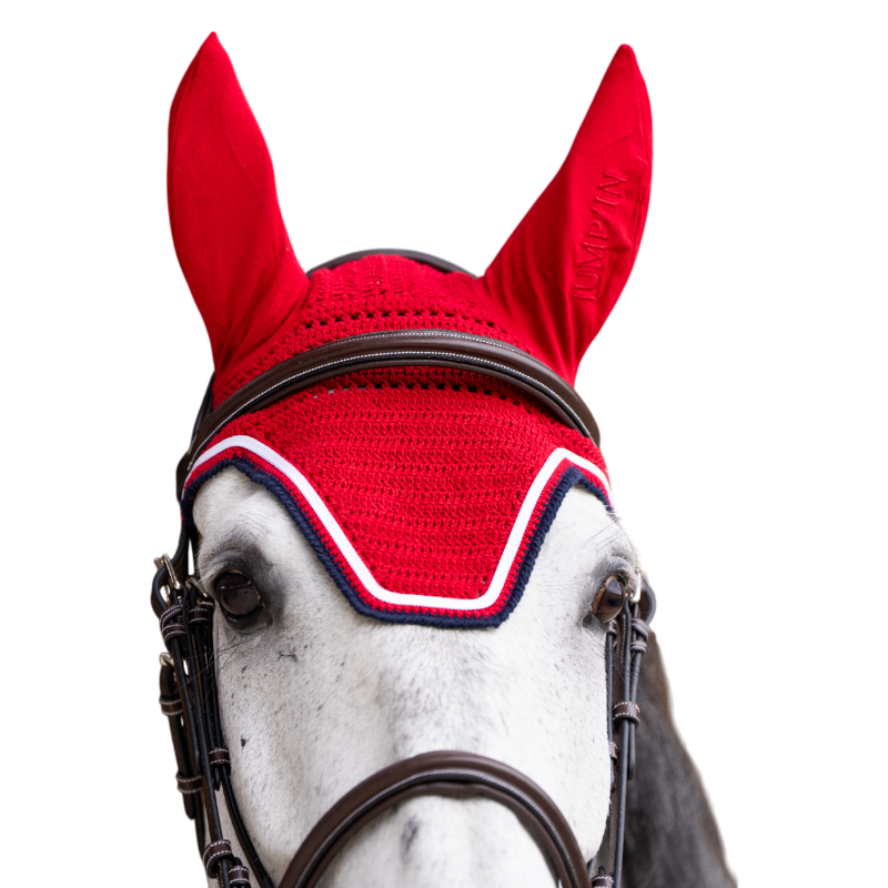 Jump'In - Bonnet pour chevaux Balthazar rouge/ marine | - Ohlala