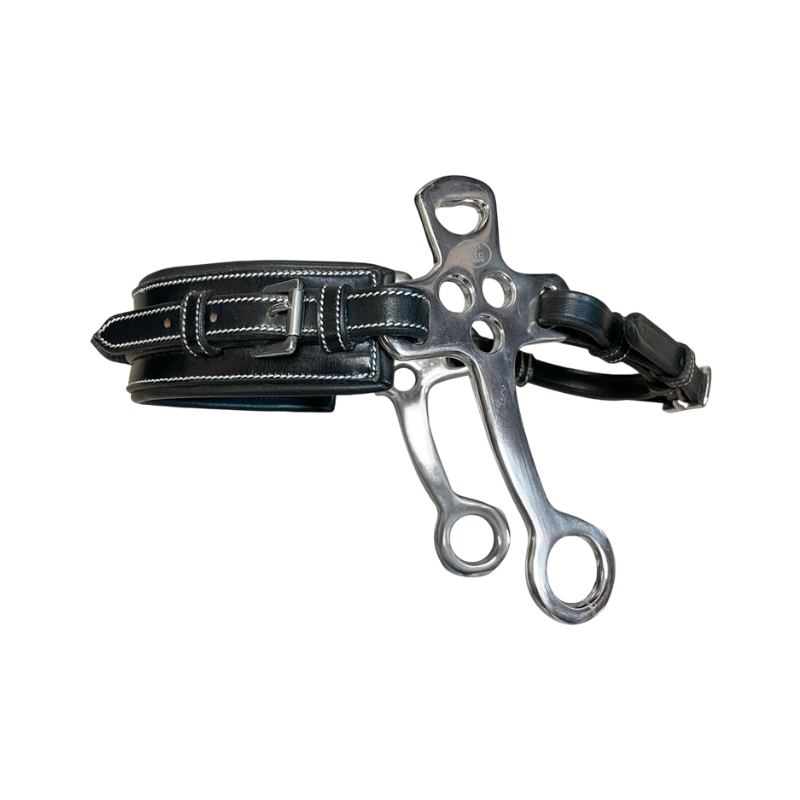 Jump'In - Hackamore nez rectangle cuir branches courtes et plates noir | - Ohlala