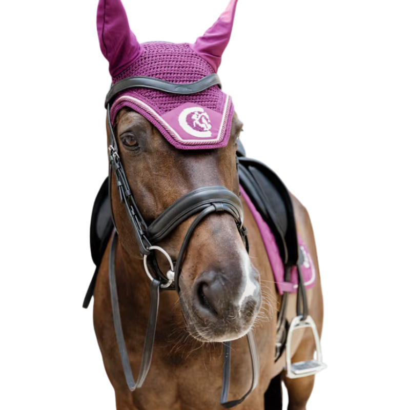 Kentucky Horsewear - Bonnet pour chevaux anti-bruits Wellington 3D Logo Rope violet | - Ohlala