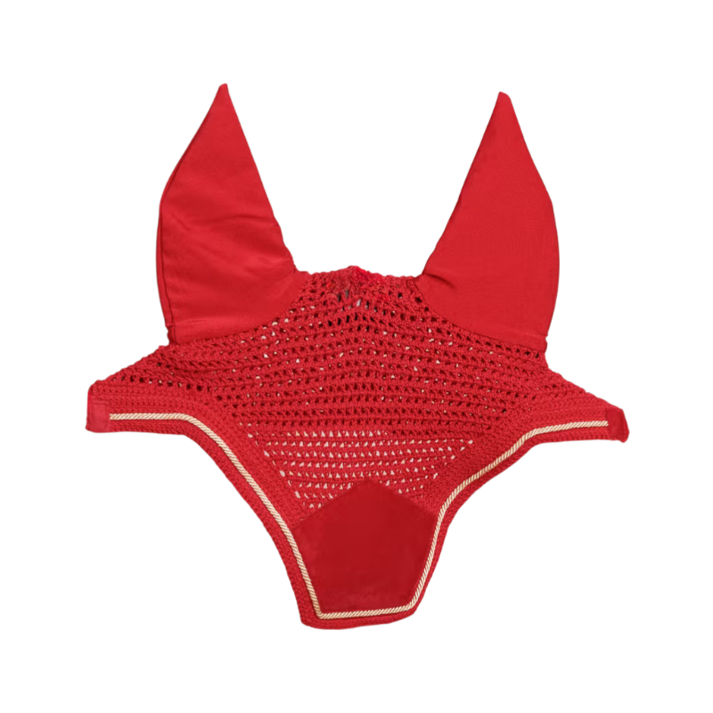Kentucky Horsewear - Bonnet pour chevaux anti-bruits Wellington Velvet rouge | - Ohlala