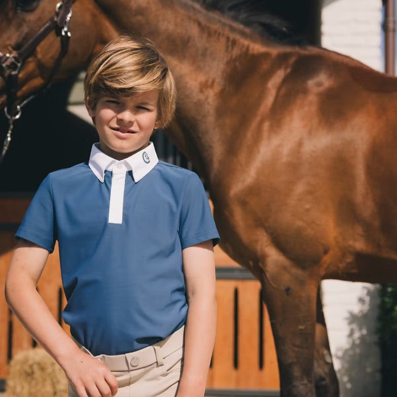Kentucky Horsewear - Polo de concours Osaka Kids garçon manches courtes marine | - Ohlala