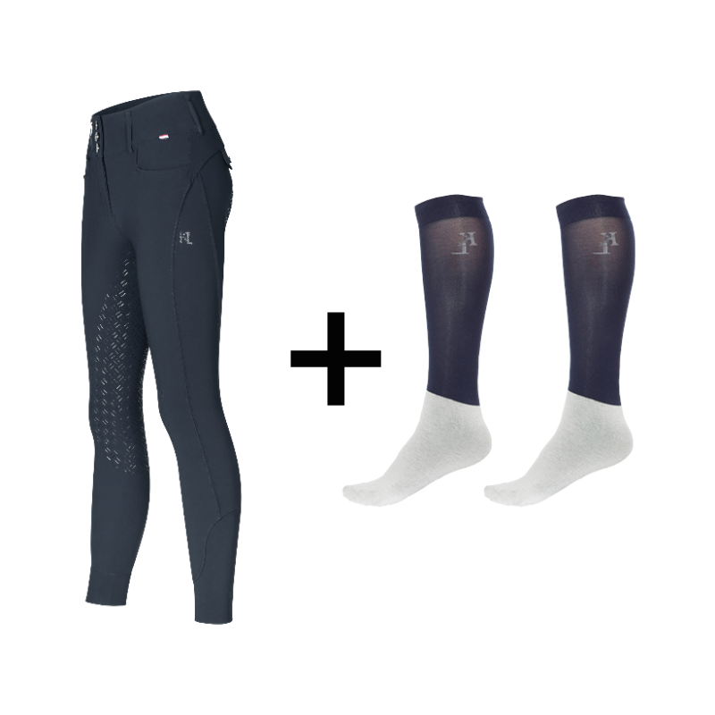 Kingsland - Pack Pantalon d'équitation femme KLKimi marine + Chaussettes d'équitation Classic Show marine offertes | - Ohlala