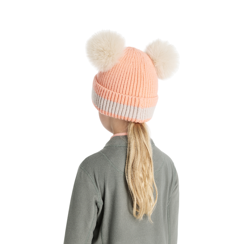 Lemieux - Bonnet enfant Mini doubles pompons peach punch | - Ohlala