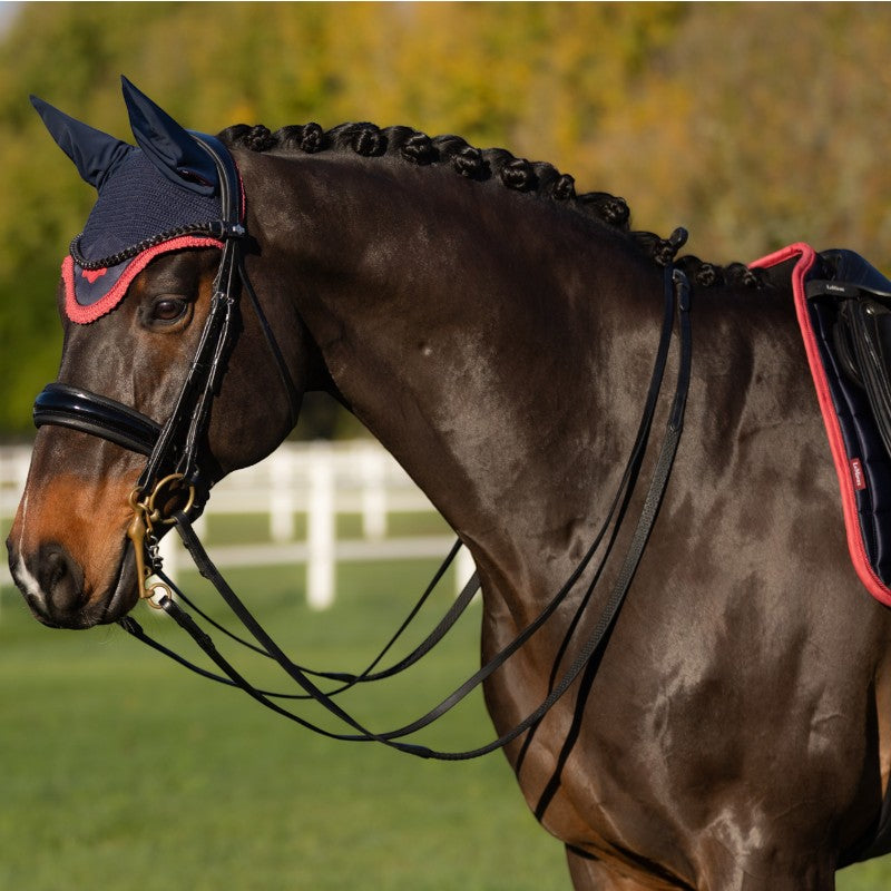 Lemieux - Bonnet pour chevaux anti-mouches Loire marine/ cranberry | - Ohlala