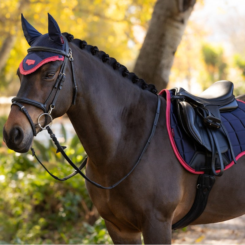 Lemieux - Bonnet pour chevaux anti-mouches Loire marine/ cranberry | - Ohlala