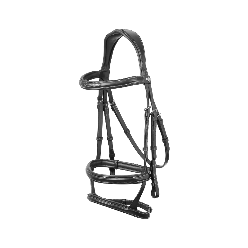 Lemieux - Bridon double muserolle Kudos noir/ argent | - Ohlala