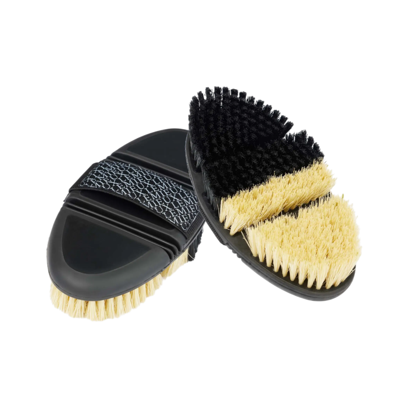 Lemieux - Brosse de pansage Flexi Half & Half Finishing noir | - Ohlala