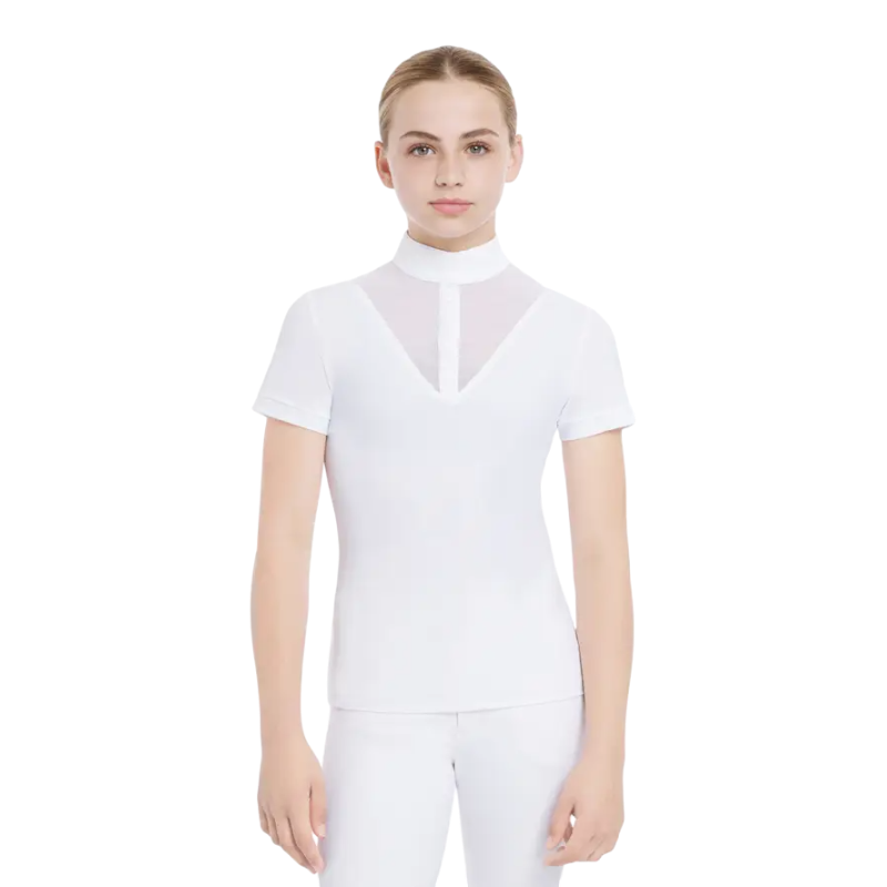 Lemieux - Polo de concours manches courtes fille Eva Young Rider blanc | - Ohlala