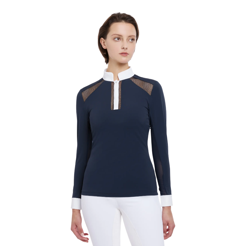 Lemieux - Polo de concours manches longues femme Camille marine | - Ohlala