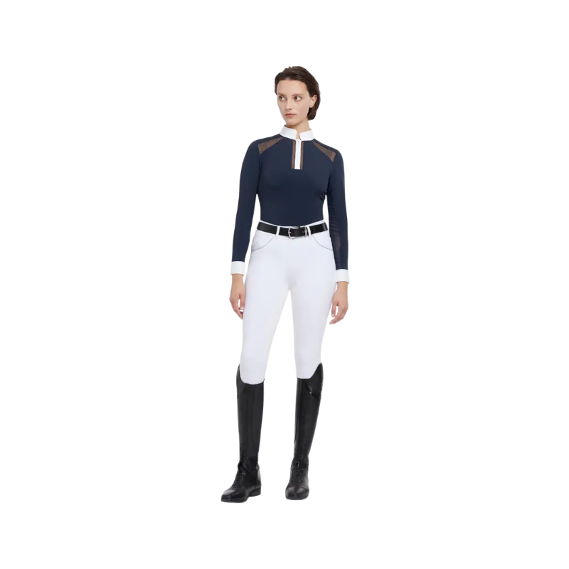 Lemieux - Polo de concours manches longues femme Camille marine | - Ohlala