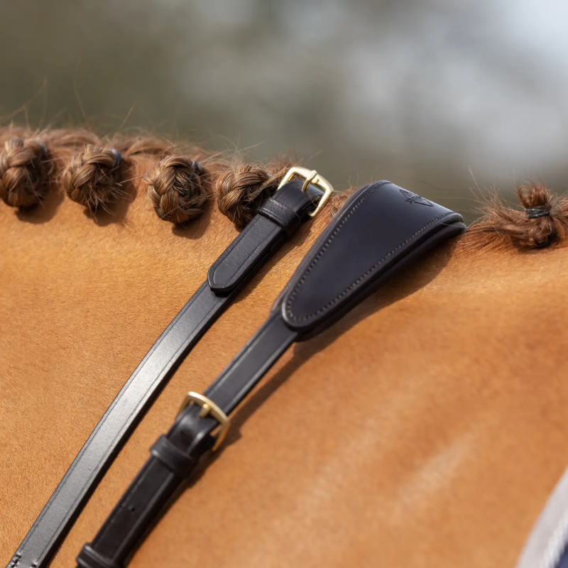 Lemieux - Rênes caoutchouc Soft marron/ laiton | - Ohlala