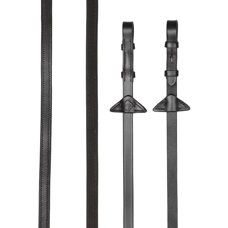 Lemieux - Rênes en caoutchouc doublées sur la moitié Rubber Half marron/ argent | - Ohlala