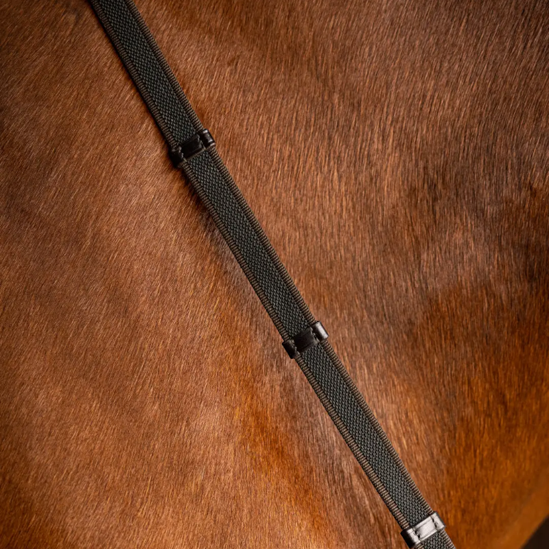 Lemieux - Rênes en caoutchouc grip Continental havane/ argent | - Ohlala