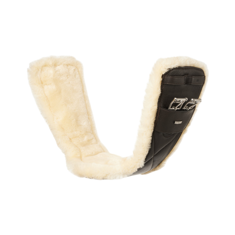 Lemieux - Sangle courte de dressage cuir doublure amovible en laine Arika marron | - Ohlala