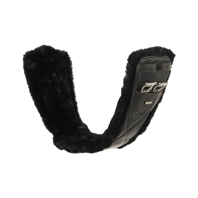 Lemieux - Sangle courte de dressage cuir doublure amovible en laine Arika noir | - Ohlala