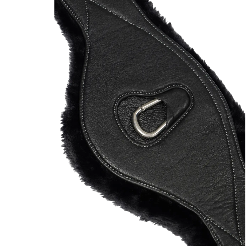 Lemieux - Sangle longue en cuir doublure amovible laine synthétique Arika noir | - Ohlala