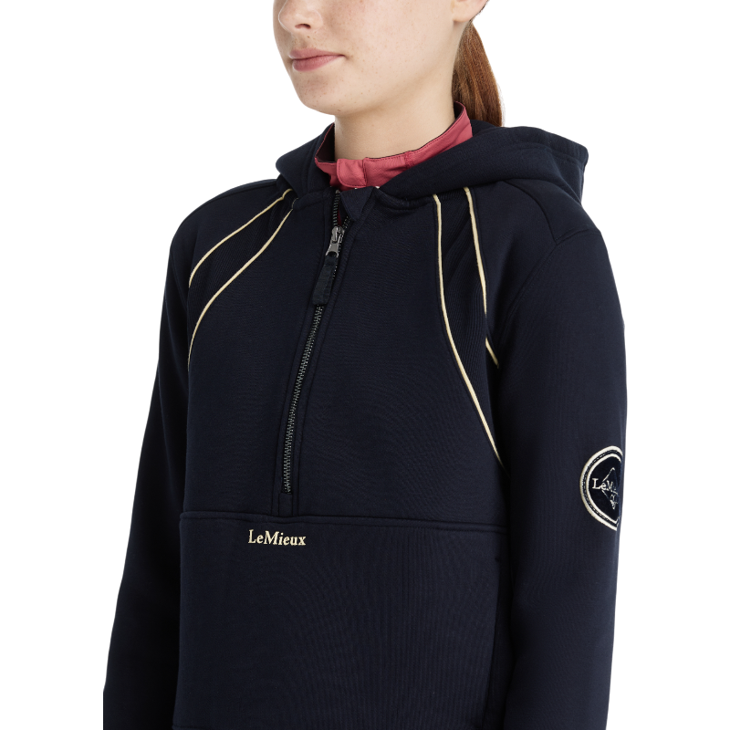 Lemieux - Sweat à capuche demi-zippé enfant Young Rider Hettie marine | - Ohlala