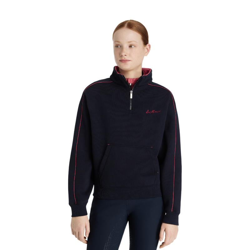 Lemieux - Sweat col zippé enfant Young Rider Kate marine/ cranberry | - Ohlala