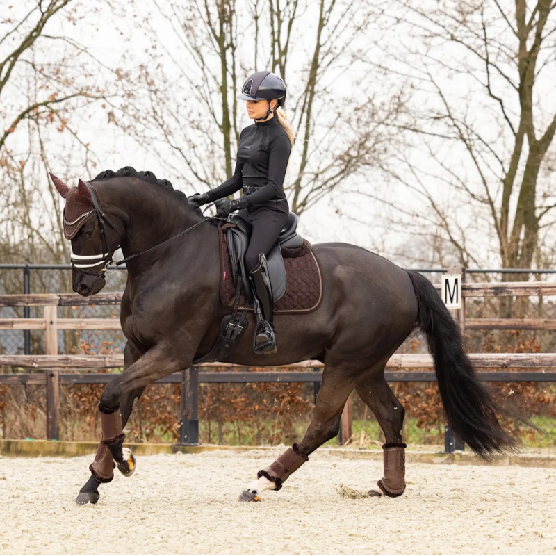 Lemieux - Tapis de dressage Crystal Suede Square marron | - Ohlala