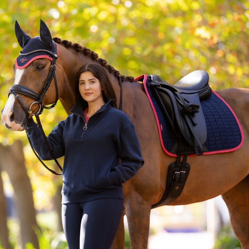 Lemieux - Tapis de dressage Square suédine marine/ cranberry | - Ohlala