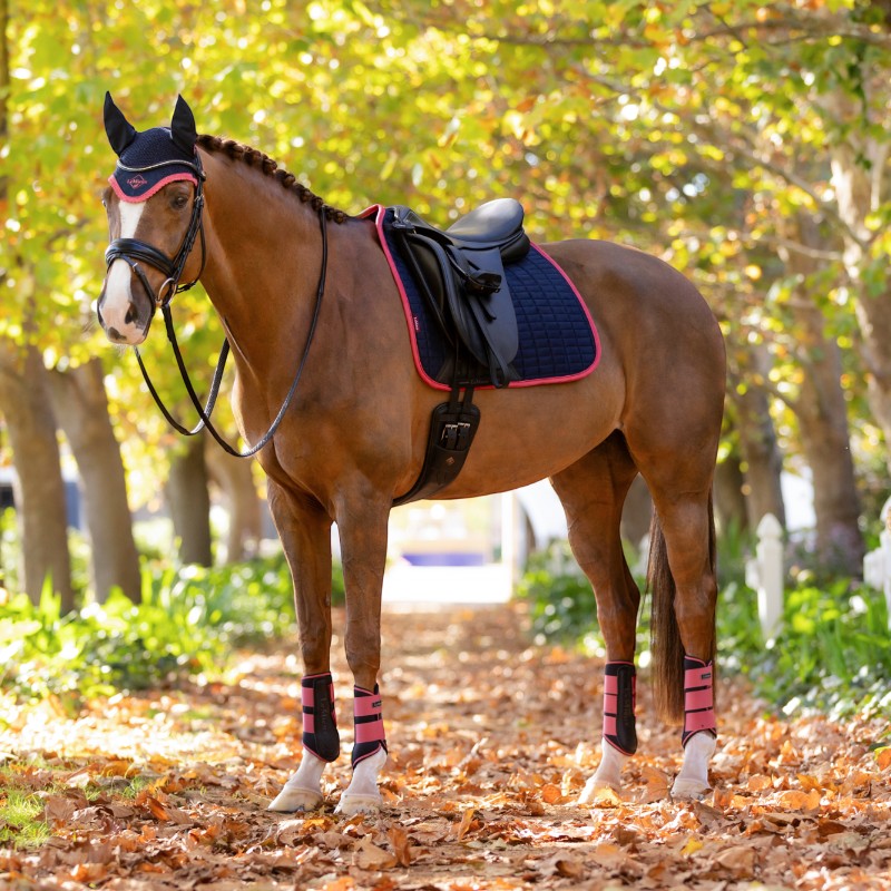 Lemieux - Tapis de dressage Square suédine marine/ cranberry | - Ohlala