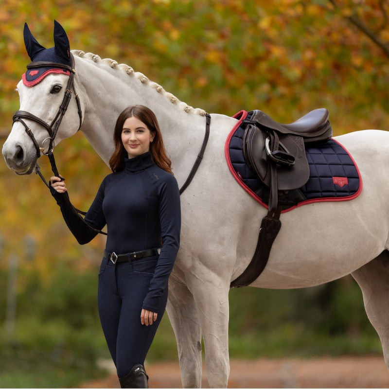 Lemieux - Tapis de selle Square Loire Classic marine/ cranberry | - Ohlala