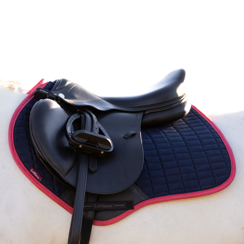 Lemieux - Tapis de selle Square suédine marine/ cranberry | - Ohlala