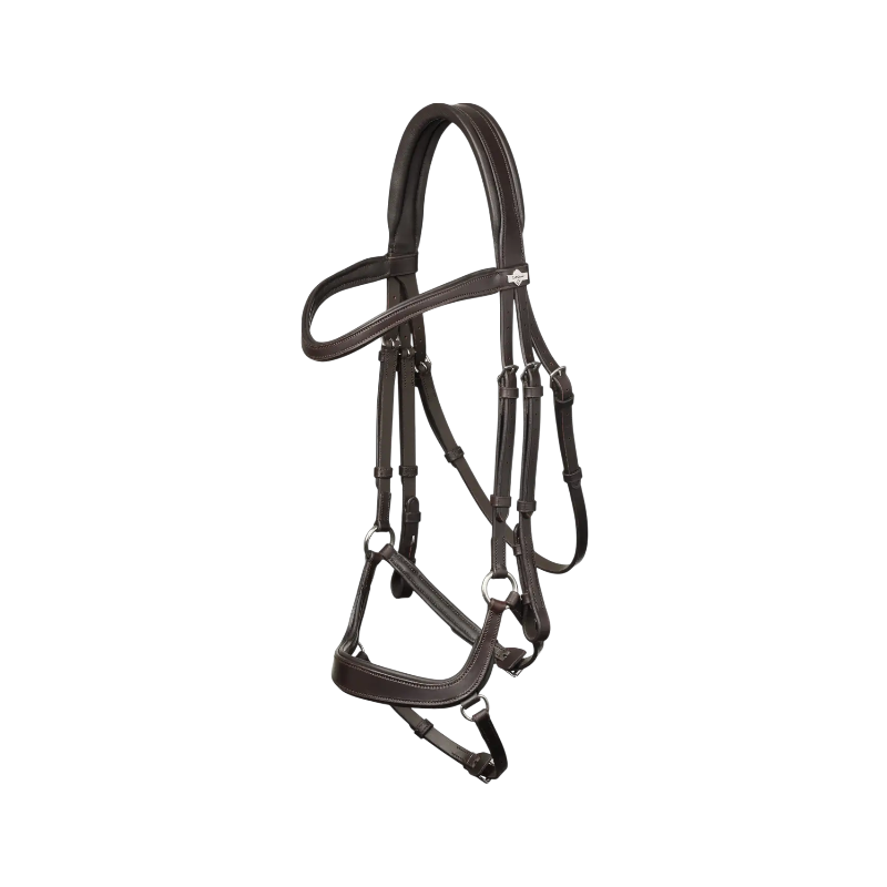 Lemieux - Bridon Arika muserolle basse marron/ argent | - Ohlala