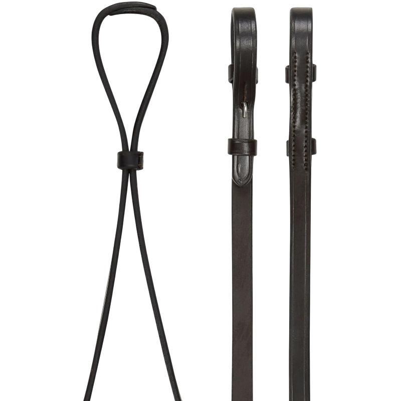 Lemieux - Rênes en cuir Curb marron/ argent | - Ohlala