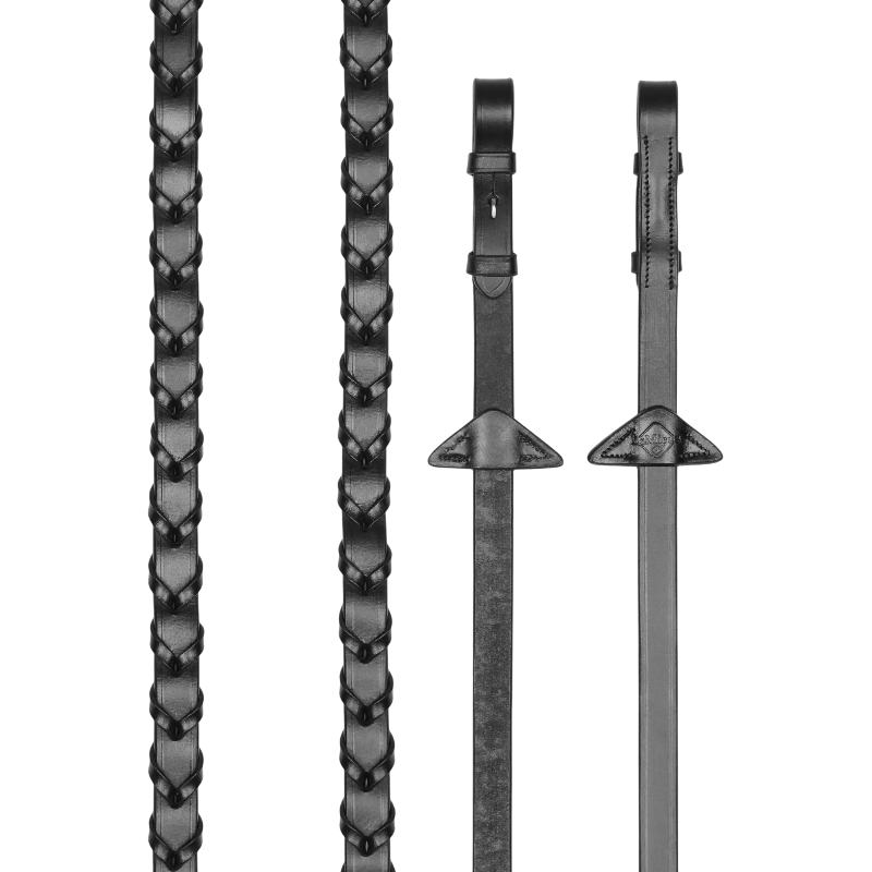 Lemieux - Rênes tressées cuir noir/ argent | - Ohlala