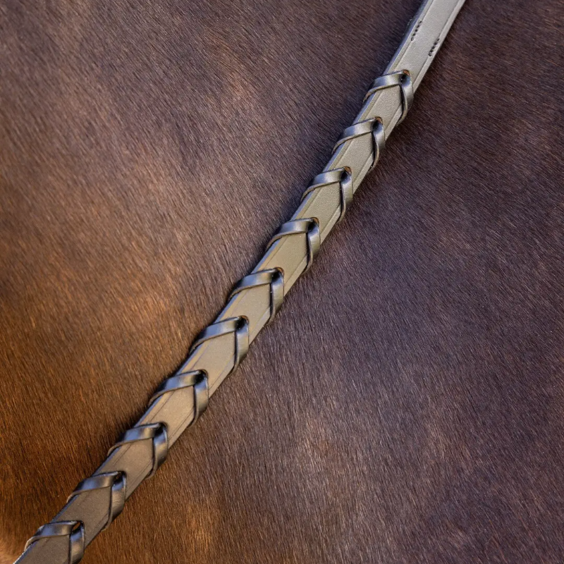 Lemieux - Rênes tressées cuir noir/ argent | - Ohlala