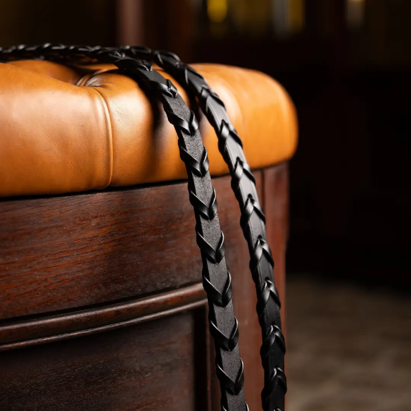 Lemieux - Rênes tressées cuir noir/ argent | - Ohlala