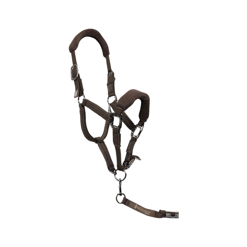 Pro Confort - Ensemble licol ergonomique et longe Dorai en mesh marron | - Ohlala