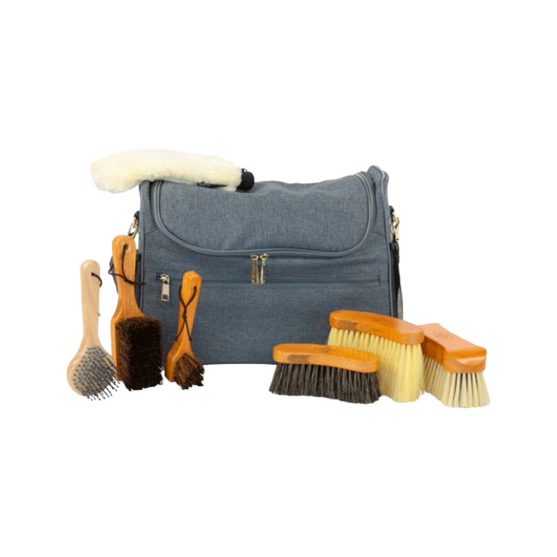 Grooming Deluxe - Set Grooming bag de pansage gris + brosses | - Ohlala